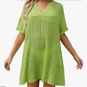 Inorin Swimsuit Tier Cover Up with Pockets in Green Size XL